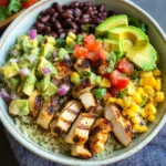 Grilled Chicken Burrito Bowls with Avocado Salsa