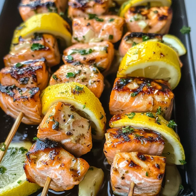Grilled Salmon Skewers with Garlic and Dijon