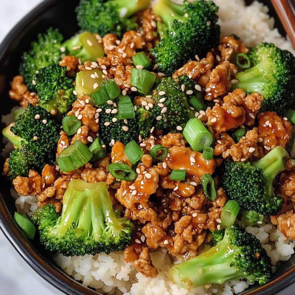 Honey Sriracha Ground Chicken and Broccoli