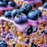 Blueberry Rice Krispies Treats with Vanilla Glaze