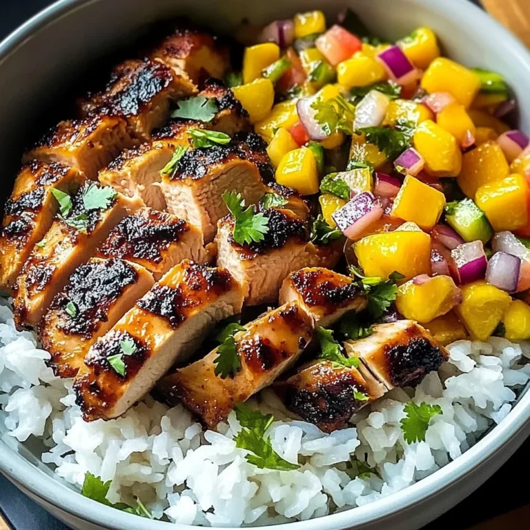 Jerk Chicken Bowls with Mango Salsa and Coconut Rice