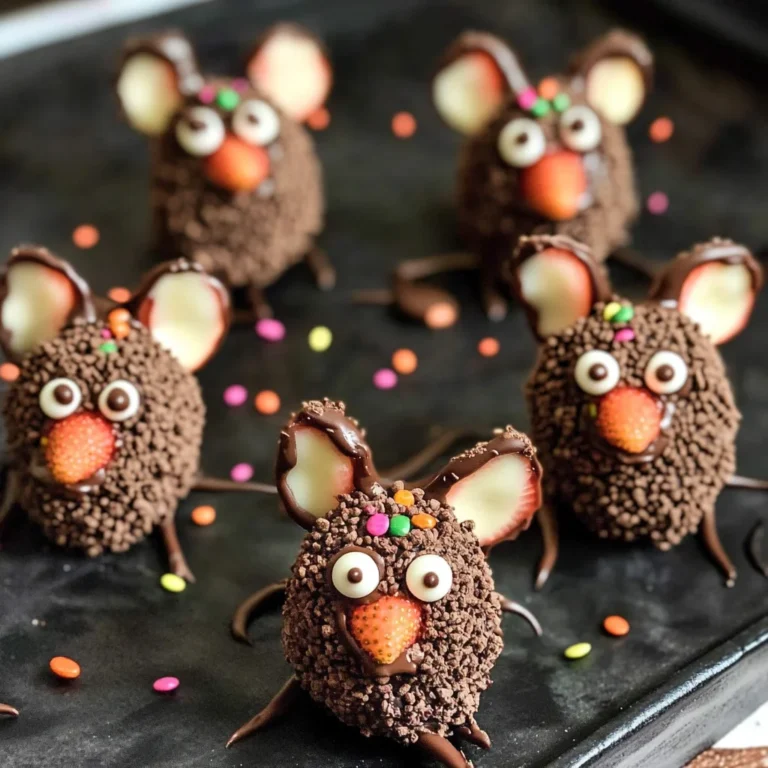 Halloween Dessert - Strawberry and Chocolate fudge mice