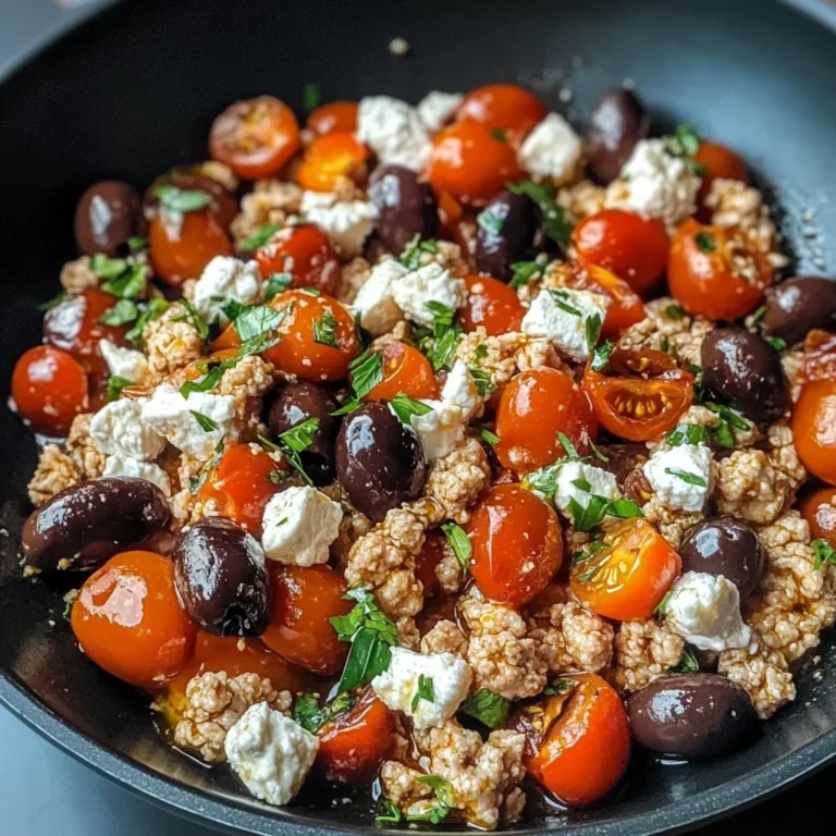 Mediterranean Keto Ground Chicken Skillet with Olives and Feta