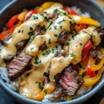 High Protein Philly Cheesesteak Rice Bowls
